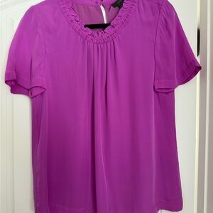 J. Crew Ruched Flutter Sleeve Blouse in Pink